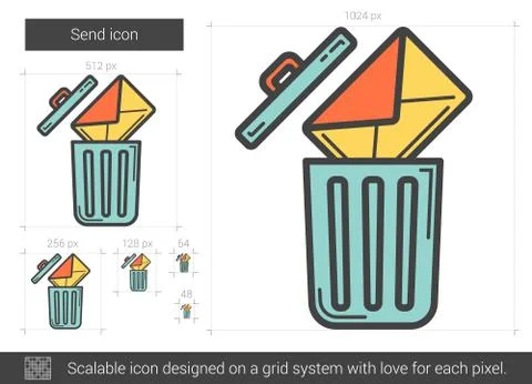 Email delete line icon Stock Illustration