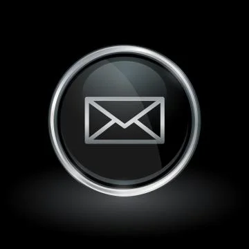 Email delivery envelope icon inside round silver and black emblem Stock Illustration