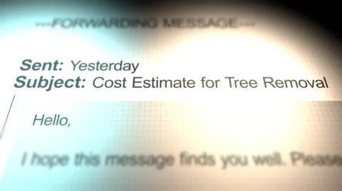 A Email Depicting a Cost Estimate for a Tree Removal 10 Stock Illustration