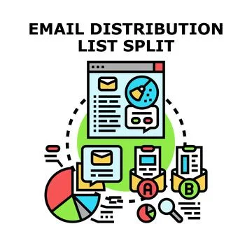 Email distribution list split optimization concept Stock Illustration