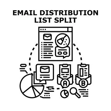 Email distribution list split optimization concept Stock Illustration