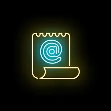 Email document icon glowing neon light effect 스톡 일러스트