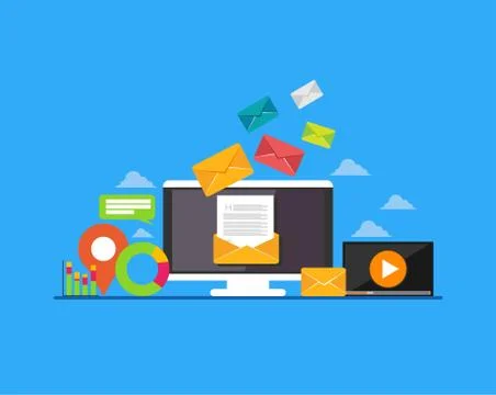Email. Email marketing. E-mail mutimedia message concept. Modern flat design Stock Illustration