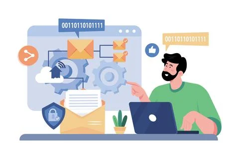 Email encryption ensures privacy and security. Stock Illustration