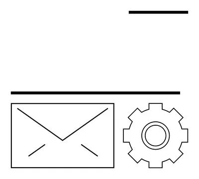 Email envelope and gear icon representing communication and settings Stock Illustration