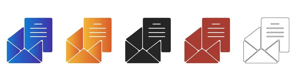 Email envelope and paper document icon set イラスト素材