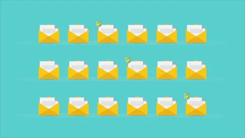 Email / envelope with black document and skull icon. Virus, malware, email fraud Stock Footage 135009303