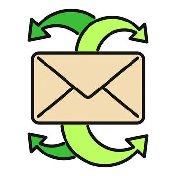 Email envelope with communicating exchange arrows icon Stock Illustration
