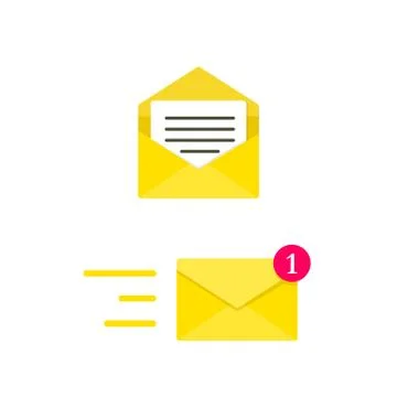 Email envelope concept. Digital mail. Yellow envelope. Vector Illustration Stock Illustration