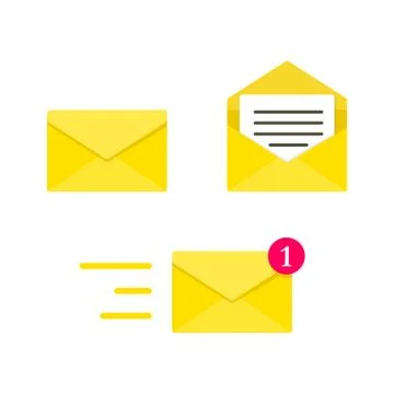 Email envelope. Digital mail. Yellow envelope. Vector Illustration Stock Illustration