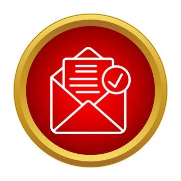 Email envelope with document and approved checkmark icon Illustrazione stock