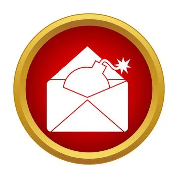 Email envelope with exploding bomb, cyber security threat Stock Illustration