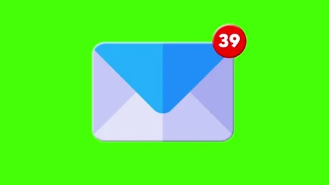 Email Envelope Icon with 39 Notification Badge Green Screen Loop Animation Stock Footage 341600933