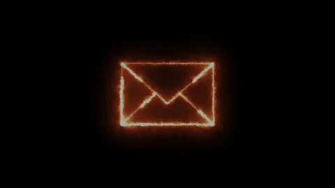 Email envelope icon with fire effect animation on dark background, received.. Stock Footage 309409973