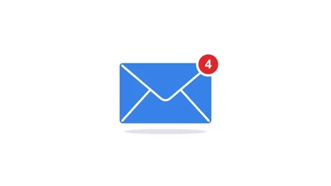 Email Envelope Icon with Red Three-Message Notification Bubble 스톡 동영상 347162627