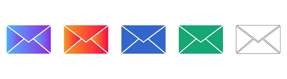 Email Envelope Icons Set Stock Illustration