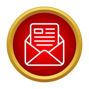 Email envelope with letter icon in red circle Stock Illustration