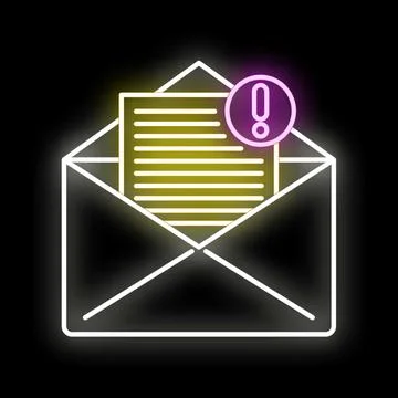 Email envelope with neon alert notification icon Illustrazione stock