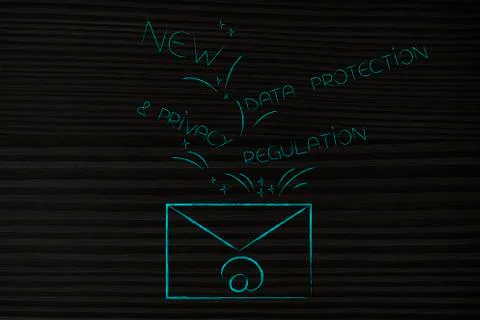 Email envelope with new privacy text popping out of it 스톡 일러스트