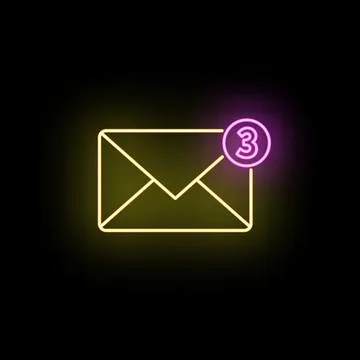 Email envelope notification icon showing three unread messages Illustrazione stock