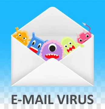 Email envelope open and infected computer virus Stock Illustration