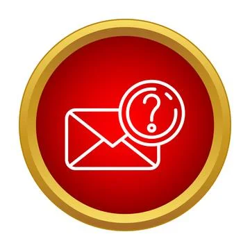 Email envelope with question mark icon on red circle Stock Illustration