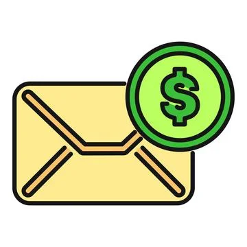 Email envelope receiving money notification icon 스톡 일러스트