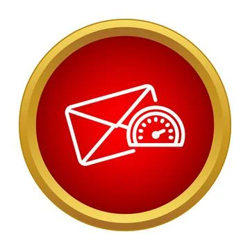 Email envelope with speedometer indicating fast delivery service Stock Illustration