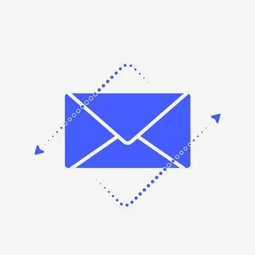 Email envelope surrounded by two curving arrows, creating a dynamic composition Stock Illustration