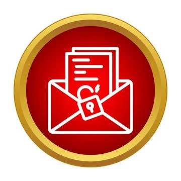 Email envelope with unlocked padlock showing data privacy Stock Illustration