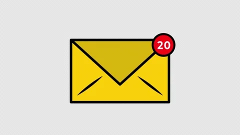Email envelope with unread message counter badge animation Stock Footage 340408389