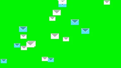 Email envelopes flying on green screen overlay 4K Vídeo Stock 337062549