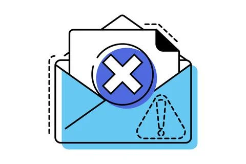 Email error icon. Envelope icon with exclamation mark. Envelope icon. Stock Illustration