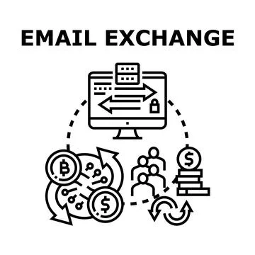 Email exchange data communication and financial transactions Stock Illustration
