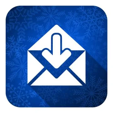 Email flat icon, christmas button, post message sign. Stock Illustration