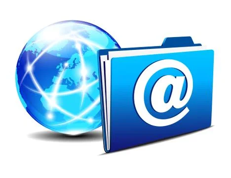 Email folder and communication Internet World Europe Stock Illustration