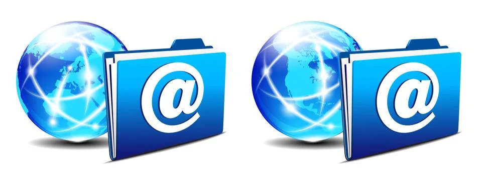 Email folder and communication Internet World Stock Illustration