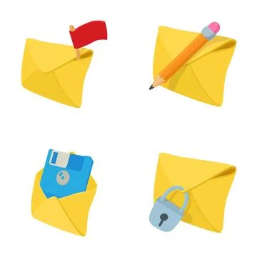 Email folder icons illustrating various communication concepts 스톡 일러스트