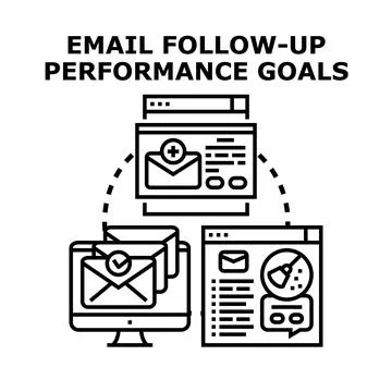 Email follow up performance goals system strategy Illustrazione stock