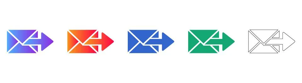 Email Forwarding Message Outbox Icons 스톡 일러스트