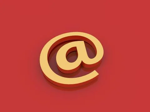 Email of gold on a red background. Stock Illustration