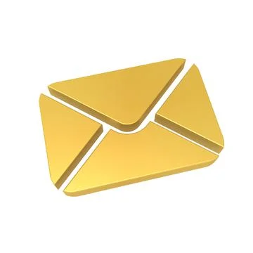 Email Icon 3D Render Gold Color, 3D Illustration, Stock Illustration