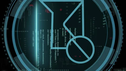 Email icon and coding data processing over dark digital background Stock Footage 312906452