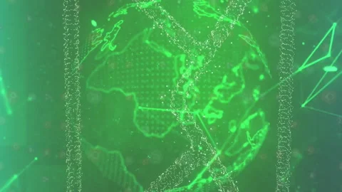 Email icon and globe with network connections animation over green background Stock Footage 313018367