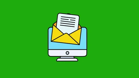 Email icon animation on a PC screen, symbolizing digital communication and inbox Stock Footage 304604104