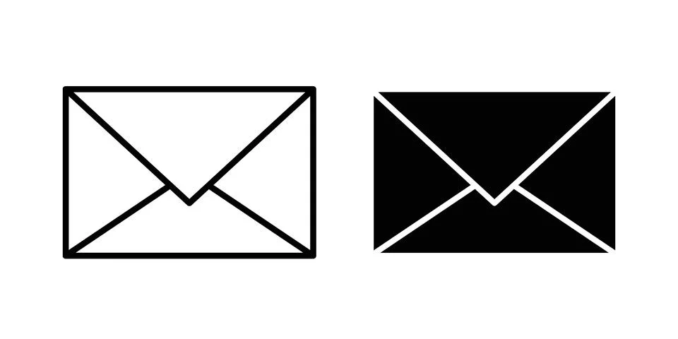 Email icon black vector isolated on white Illustrazione stock