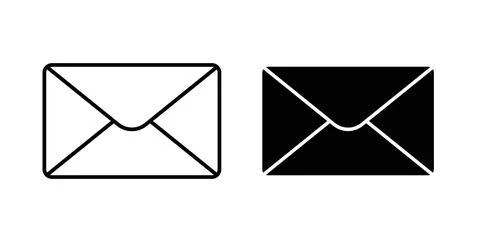 Email icon collection in black, Line icons, flat symbols Illustrazione stock