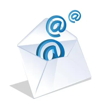 Email icon coming out of open envelope Illustrazione stock
