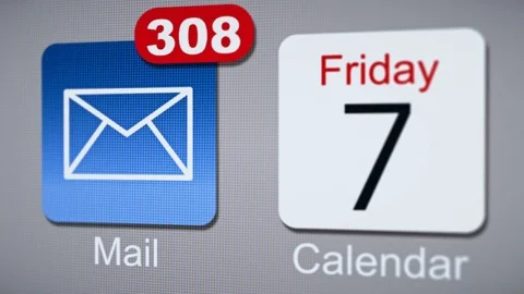 Email icon counting incoming emails on smart phone Stock Footage 77409258