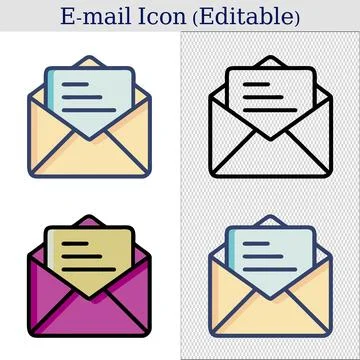 Email icon design variations. editable email icon illustrations. colorful Illustrazione stock